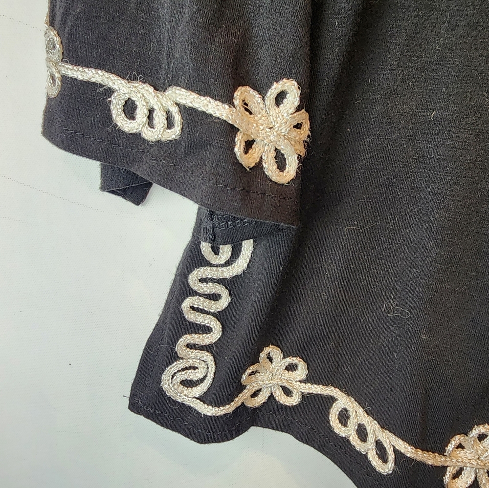 Lauren Michelle Top Large Blouse Tunic Embroidered Crew Neck Boho Classic Black - Picture 4 of 9